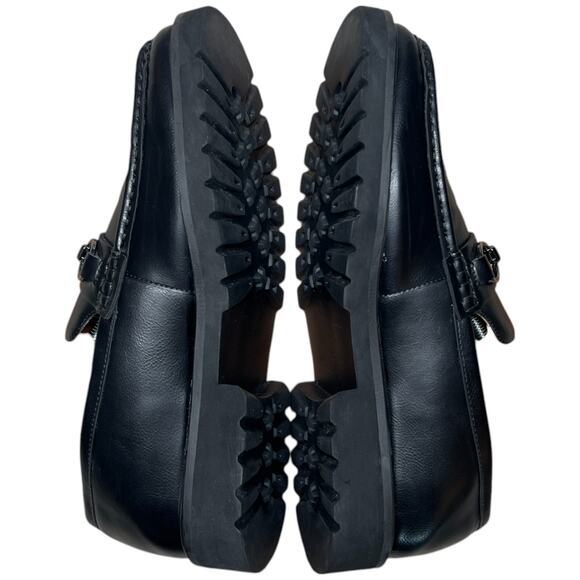 STEVE MADDEN Mister Women's 8 Black Leather Loafer Lug Sole Horse Bit Slip On - Picture 10 of 13